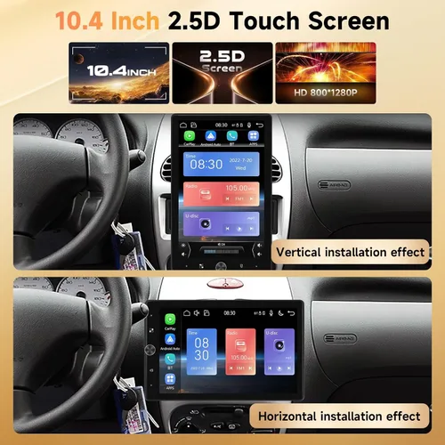 Miniatura 2 de Pantalla táctil giratoria de 10.4 pulgadas para coche, estéreo inalámbrico Carplay y Android Auto, radio Bluetooth para coche con SWC, enlace