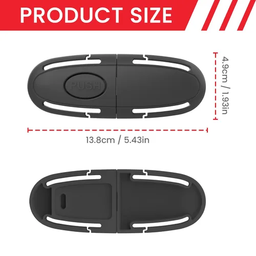 Miniatura 2 de Clip universal para arnés de pecho de asiento de automóvil para niños, ajustador de cinturón de seguridad para niños y protector de hebilla Negro
