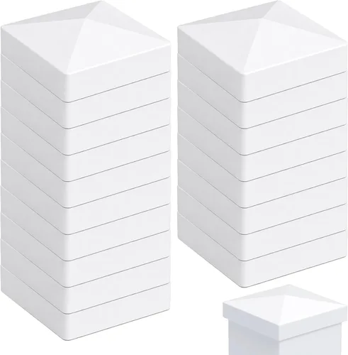 Miniatura 9 de RECTOO Tapas para Postes de Vinilo 4x4 Blancas (Tamaño Interno Real de 4.00" - NO para Postes de Madera), Remates Superiores de Pirámide