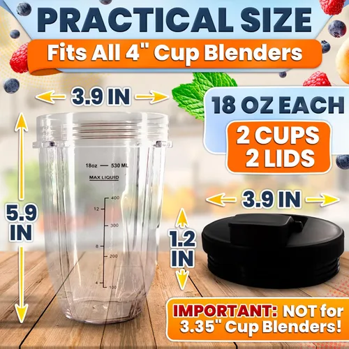 Miniatura 4 de Vasos de repuesto de 18 onzas para licuadora Ninja – 2 piezas compatibles con BL480/BL450/480D, BN800/751/801/401, Auto-iQ Series NN, BL910