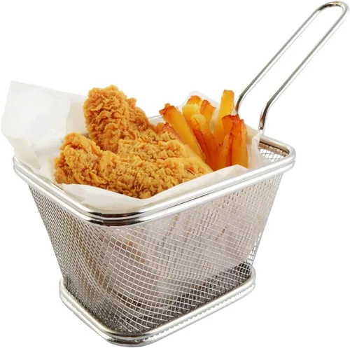 Miniatura 2 de Mini cesta de papas fritas de acero inoxidable, cestas cuadradas para freidoras, herramienta de cocina de grado FDA, vajilla de presentación