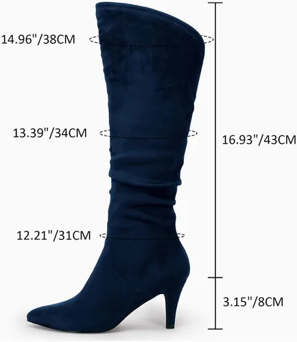 Miniatura 4 de Coutgo Botas altas hasta la rodilla para mujer, con tacón ancho de pantorrilla, puntera puntiaguda, botas largas para invierno
