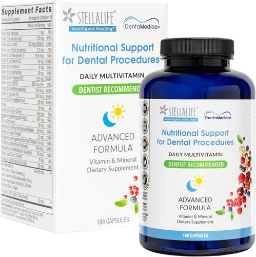 StellaLife DentaMedica - Soporte nutricional multivitamínico diario vegano para una recuperación más rápida de la cirugía dental, VIT D3 K2 C B Zinc
