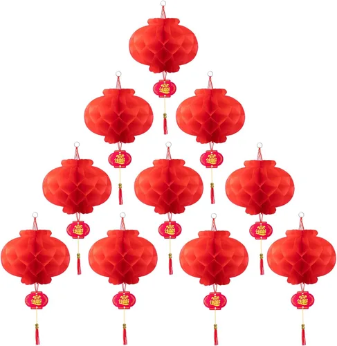 Miniatura 20 de Linterna de papel de dragón de nube de 8 pulgadas, lámpara de papel china japonesa (juego de 5, beige)