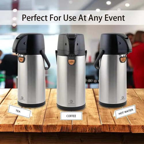 Miniatura 6 de TOMAKEIT Airpot - Dispensador de café térmico con bomba, 3L/102 onzas, aislado de acero inoxidable, gran jarra de café, palanca de acción para agua