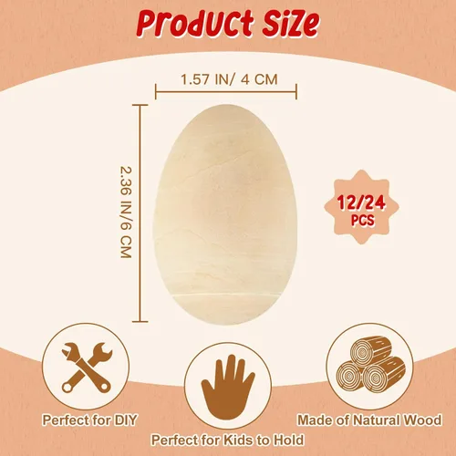Miniatura 2 de Morcheiong Juego de 24 pompones de huevos de madera, instrumentos musicales con 24 bolígrafos multicolores, huevos de maracas, huevos de Pascua