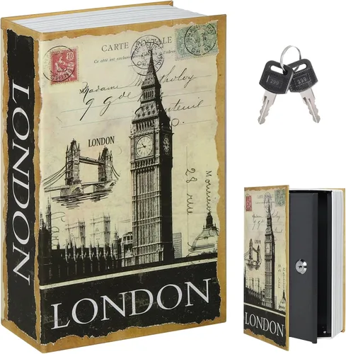 Miniatura 22 de Decaller Caja fuerte para libros con cerradura de llave, caja secreta de metal oculta para seguridad del hogar, dinero y joyas, 9.5 x 6.2 x 2.2