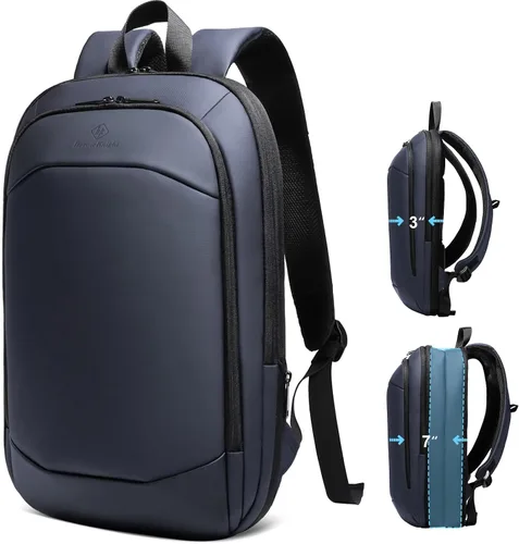 Miniatura 17 de hk Mochila de negocios para hombres de 15.6 pulgadas, delgada y expandible, impermeable, mochila de viaje para laptop, bolsa de trabajo ligera