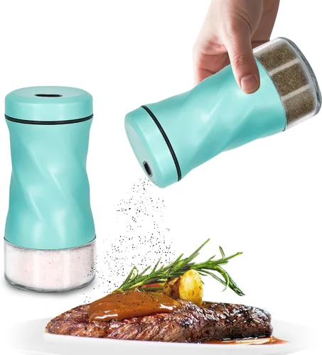 Miniatura 10 de Saleros y pimenteros azules, accesorios para mesa y mostrador, NEODACO salero de vidrio con tapas de acero inoxidable para el hogar, restaurantes