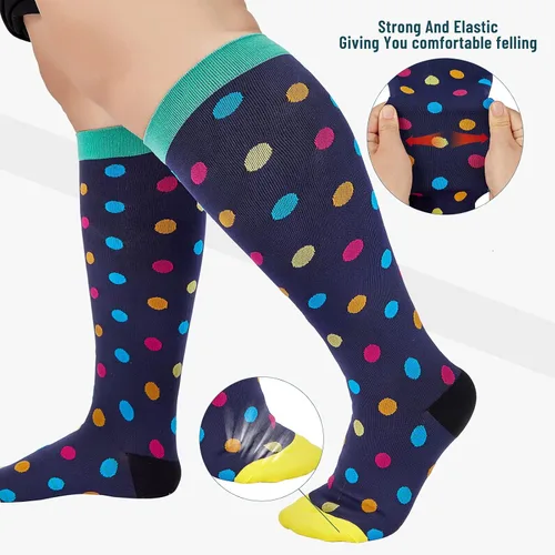 Miniatura 2 de American Trends Calcetines de compresión de talla grande para mujer, los mejores 3 pares de soporte para deporte, correr, ciclismo, atletismo