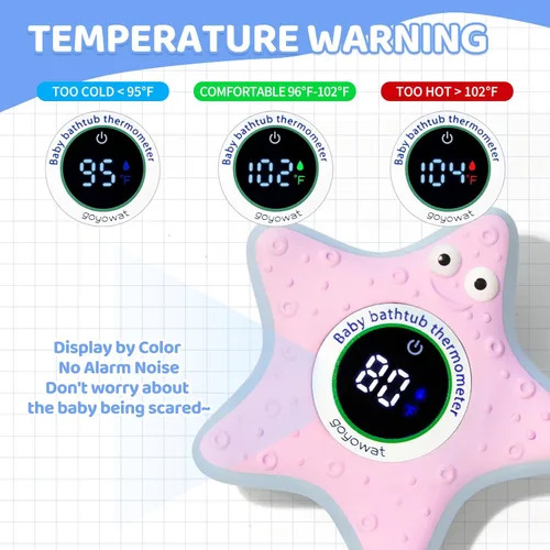 Miniatura 2 de Termómetro de baño con pantalla LED y advertencia de temperatura, termómetro digital de temperatura del agua Fahrenheit para habitación, juguetes