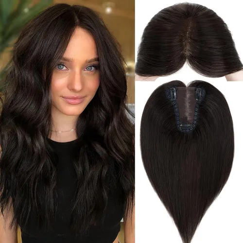 Miniatura 7 de S-noilite Toppers para el cabello para mujer, cabello humano real, base de encaje mejorado, toppers para mujeres con cabello delgado, piezas