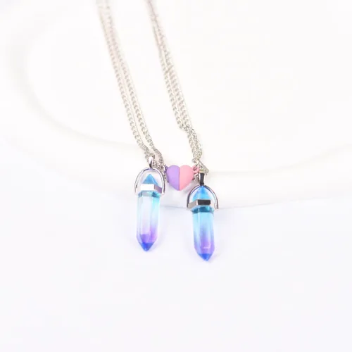Miniatura 32 de Collar magnético de corazón dividido a juego para parejas, colgante de atracción mutua de cristal, regalo de joyería de amistad para mejores amigos
