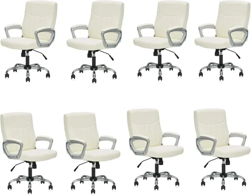 Miniatura 12 de CLATINA - Silla ejecutiva de oficina con respaldo medio de cuero, soporte lumbar y reposabrazos acolchados, diseño ergonómico ajustable y giratorio