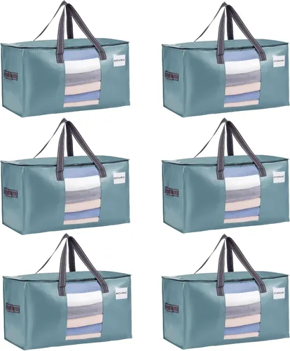 Miniatura 47 de VENO Paquete de 4 bolsas de mudanza resistentes, bolsas de almacenamiento de ropa y edredón con ventana transparente, suministros de embalaje