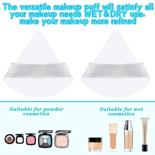 Miniatura 5 de Suclain 48 esponjas triangulares de terciopelo suave para maquillaje en polvo de cara, esponjas triangulares para base cosmética húmeda y seca