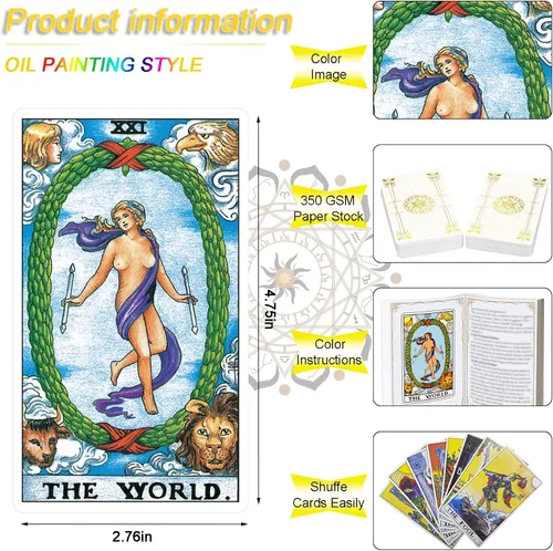 Miniatura 2 de IXIGER Cartas de tarot con guía (idioma español no garantizado), 78 cartas de tarot originales, juego de adivinación para principiantes y lectores