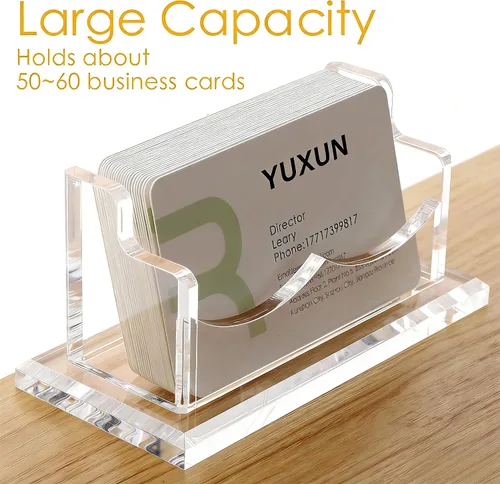 Miniatura 3 de YUXUN Tarjetero acrílico para escritorio, organizador de tarjetas de visita para mujeres, soporte transparente para tarjetas de presentación, base