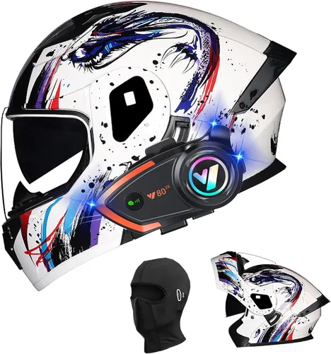 Miniatura 22 de Cascos de motocicleta para hombre, aprobado por DOT, casco de motocicleta de cara completa para adultos, casco de motocicleta con doble visera, D