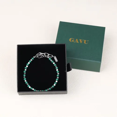 Miniatura 7 de GAVU Pulsera de cuentas de piedra para hombre con cierre de acero inoxidable