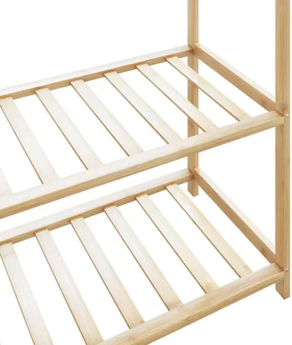 Miniatura 7 de Bamboo Clothes Rack, Heavy Duty Garment Rack with 3 Shelves and Hooks, Freestanding Closet Organizer for Bedroom, Hallway, Entryway, 31.5 x 15.7 x