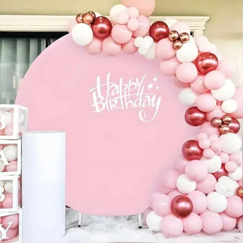 Miniatura 12 de Cubierta de fondo redonda negra de 6.5x6.5 pies, respaldo de arco circular ajustado de poliéster para boda, fiesta de cumpleaños, novia, baby