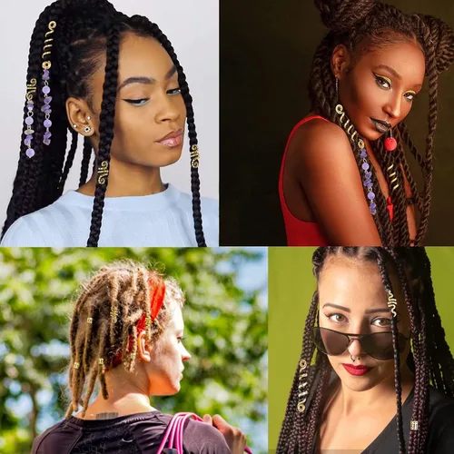 Miniatura 6 de 26 piezas de accesorios para el cabello de rastas, joyería celta para trenzar, 6 pinzas para el cabello en espiral, 20 anillos para el cabello, 26