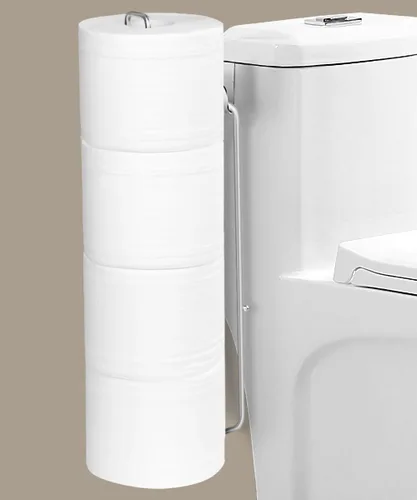 Miniatura 12 de Soporte de papel higiénico con almacenamiento para 3 rollos de papel higiénico montado en la pared sobre el tanque, organizador de papel higiénico