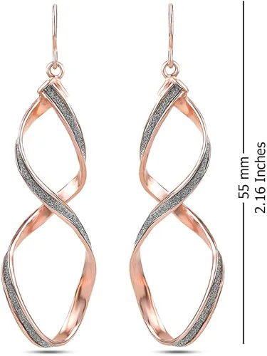 Miniatura 4 de LeCalla Aretes colgantes de plata de ley 925 ligeros y clásicos lineales para mujer