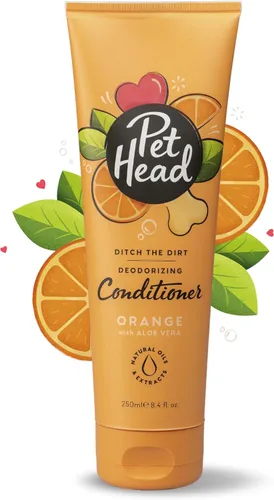 Pet Head Ditch the Dirt - Acondicionador para perros, aroma naranja, desodorizante para perros malolientes, limpia en profundidad y elimina olores,