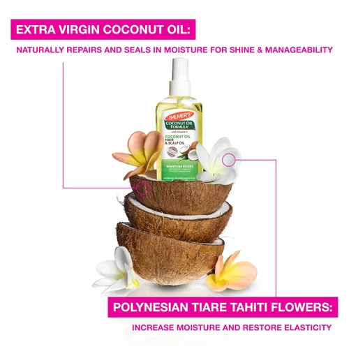 Miniatura 13 de Palmer's Aceite de coco para aumentar la humedad, aceite restaurador para el cabello y el cuero cabelludo, hidratación duradera y brillo