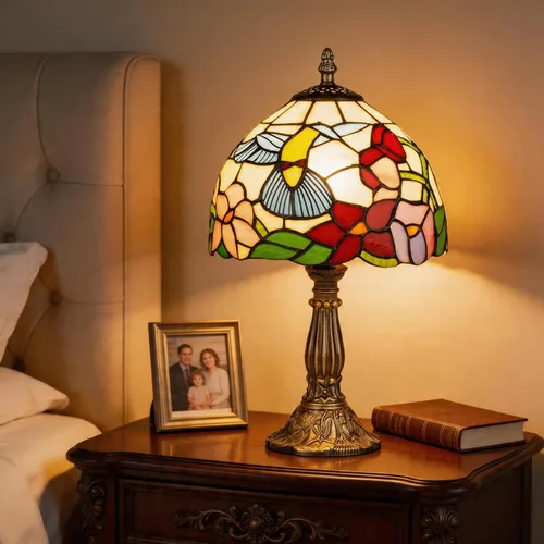 Miniatura 12 de Lámpara de mesa pequeña estilo Tiffany, lámpara de vidrio teñido antiguo de 5 pulgadas, lámpara de mesa de noche para escritorio, para dormitorio