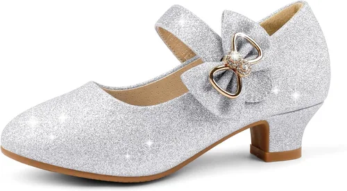 Eithy Zapatos de vestir para niñas, tacón bajo con lazo, sandalias planas de verano para niños pequeñosniños grandes