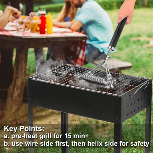 Miniatura 6 de GRILLART Cepillo de parrilla [alambre + hélice] cepillo combinado para barbacoa - cepillo de limpieza de parrilla seguro y eficiente - cepillo