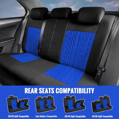 Miniatura 3 de AUTOYOUTH - Juego completo de fundas para asientos de auto, fundas para asientos delanteros y asiento trasero dividido para mujer, juego de Azul