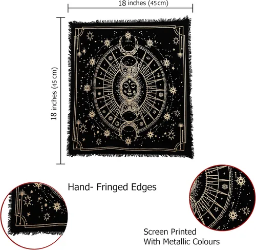 Miniatura 6 de Indian Consigners Paño de Altar de Fases Lunares Tarot Celestial Cubo Cuadrado Colgante de Pared Mantel para Lugares Sagrados Decoración del Hogar