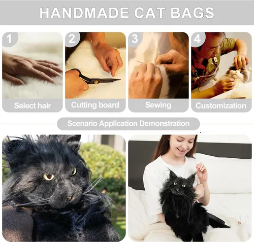 Miniatura 7 de Chongker Mochila con forma de gato Calico, Negro -, Grande, Gato Mainecoon