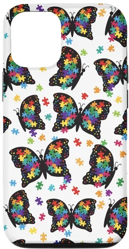 Miniatura 28 de Funda con patrón de rompecabezas de mariposa para iPhone 17