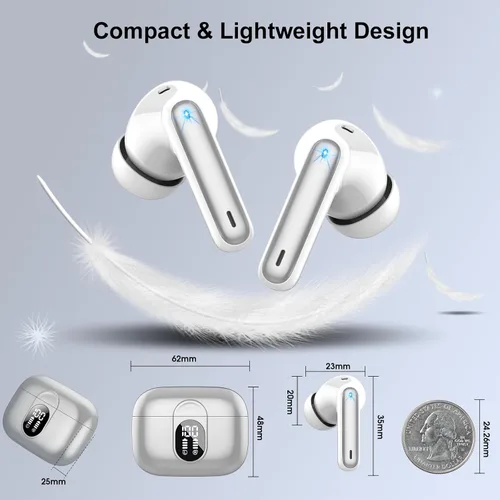 Miniatura 8 de Auriculares inalámbricos, auriculares Bluetooth HiFi estéreo, auriculares intrauditivos con 40H de reproducción, auriculares Bluetooth 5.3 2024