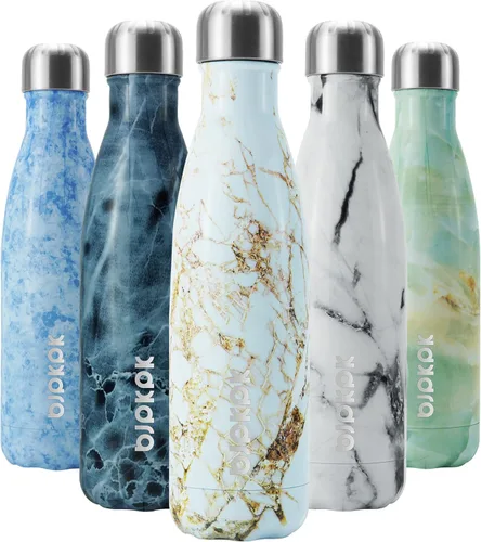 Miniatura 36 de BJPKPK Botella de Agua Aislada 17oz Botellas de Agua de Acero Inoxidable Apta para Lavavajillas Metal Térmica Mantiene Frío y Caliente, Gris Niebla