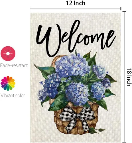 Miniatura 6 de Bandera de jardín de hortensias CROWNED BEAUTY primavera de doble cara 12x18 pulgadas para decoración floral pequeña al aire libre CF813-12