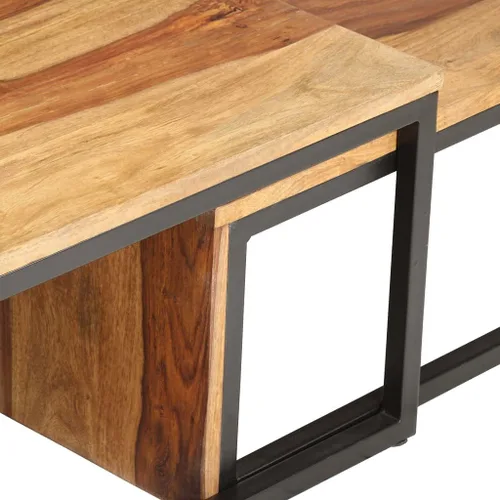Miniatura 7 de Mesas nido, mesa de centro única, pequeña mesa de centro elevada adecuada para sala de estar, balcón, oficina, sala de estar familiar, 2 piezas