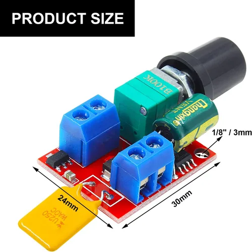 Miniatura 3 de Paquete de 3 mini controlador de velocidad de motor PWM DC, CC 3 V, 6 V, 12 V, 24 V, 35 V, 5 A, interruptor de control de velocidad, pequeño