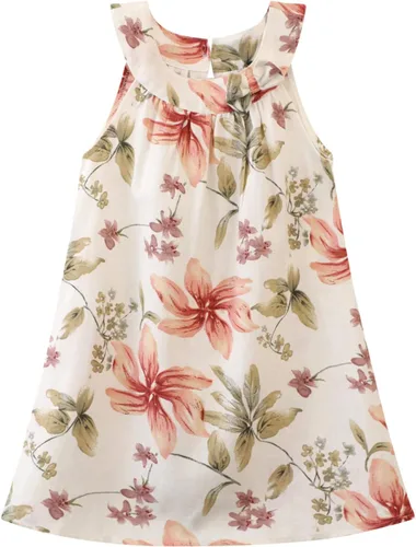 Vestido hawaiano de verano para niñas, floral, cuello halter, hombros descubiertos, sin mangas, vestido de playa de 1 a 12 años