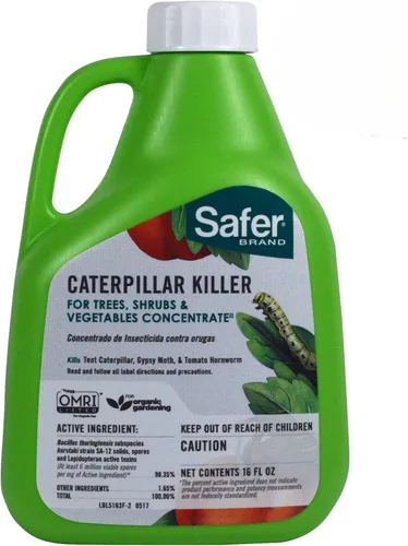 Concentrado de eliminador de orugas Caterpillar Killer II de la marca Safer - Declarado apto para uso orgánico por OMRI - Insecticida orgánico -