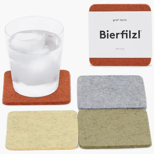 Miniatura 10 de Graf Lantz - Juego de 4 posavasos redondos de lana de merino Bierfilzl - Negro (círculos de 10 cm) - Absorbe el 30% del peso - Lana alemana