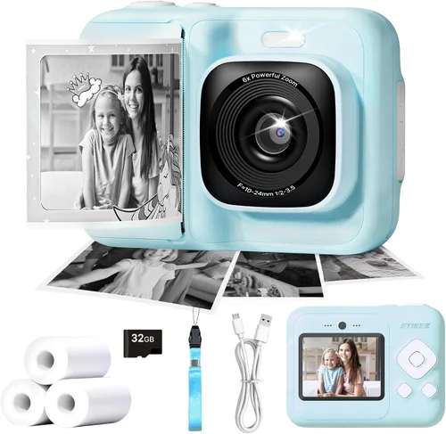 Miniatura 13 de Cámara para niños, cámara de impresión digital instantánea de 1080P para niños, regalos de Navidad y cumpleaños para niñas y niños de 4, 5, 6, 7, 8