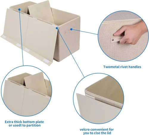 Miniatura 5 de Paquete de 2 cajas grandes de almacenamiento para juguetes con tapa abatible, resistentes cajas de almacenamiento de juguetes para niños, niñas