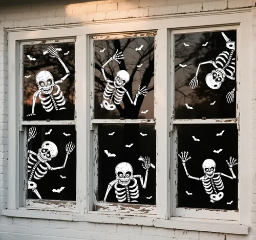 Miniatura 9 de Decoraciones de Hocus Pocus, calcomanías de ventana de Halloween, 9 hojas, 91 calcomanías de Hocus Pocus, calcomanías de silueta de ventana