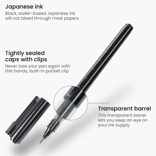 Miniatura 3 de ARTEZA Micro-Line - Juego de 5 bolígrafos de tinta negra con tinta de archivo japonesa, suministros de arte para artistas de cómics e ilustradores